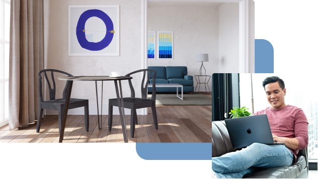 A man enjoys his home completely furnished by CORT