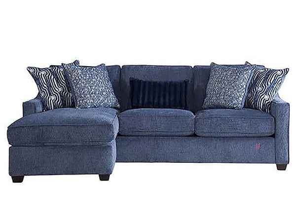 Bowmore Navy Sofa with Chaise: retailer-supplied image
