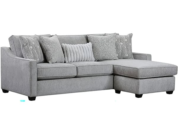 Bowmore Gray Sofa with Chaise: retailer-supplied image
