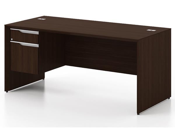 NEX Dark Chocolate Jr Single Pedestal Desk Left: retailer-supplied image