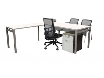 Rent the STAKS 30" x 72" L-Shaped White Desk, 48" Left Return