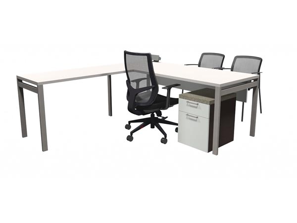 Rent the STAKS 30" x 72" L-Shaped White Desk, 48" Left Return 