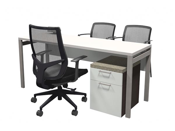Rent the STAKS 66" x 22" White Desk with Filing Cabinet