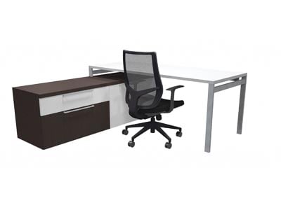 Rent the STAKS 66" x 22" White Desk with Filing & Storage Cabinets