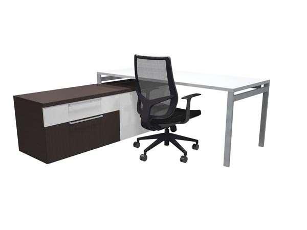 Rent the STAKS 66" x 22" White Desk with Filing & Storage Cabinets