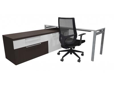 Rent the STAKS 72" x 22" White Desk with Filing & Storage Cabinets