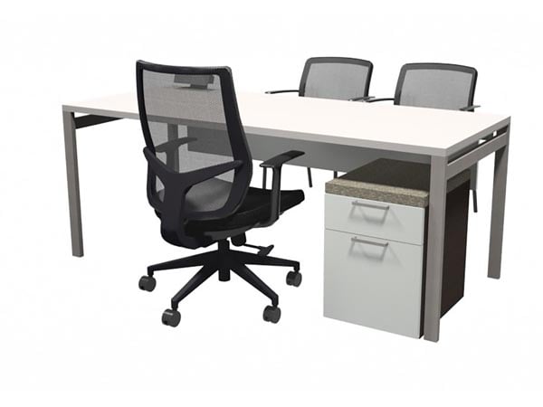 Rent the STAKS 72" x 30" White Desk with Filing Cabinet