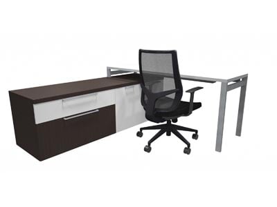 Rent the STAKS 72" x 30" White Desk with Filing & Storage Cabinets