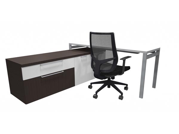 Rent the STAKS 72" x 30" White Desk with Filing & Storage Cabinets