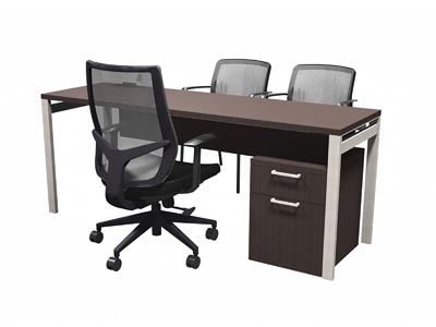 Rent the STAKS 72" x 22" Steel Gray Oak Desk