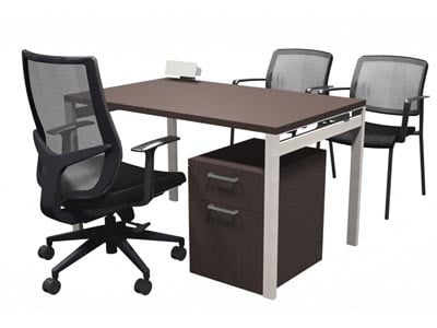 Rent the STAKS 48" x 30" Steel Gray Oak Desk