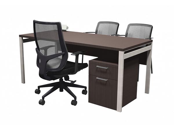 Rent the STAKS 66" x 30" Steel Gray Oak Desk