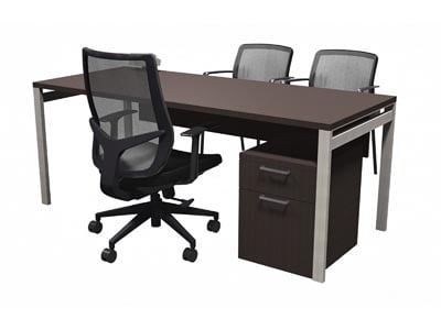 Rent the STAKS 72" x 30" Steel Gray Oak Desk