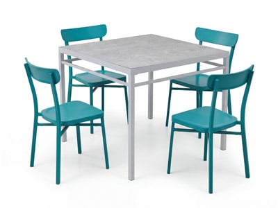 Perth Square Dining Table with 4 Boardwalk (Turquoise) Chairs