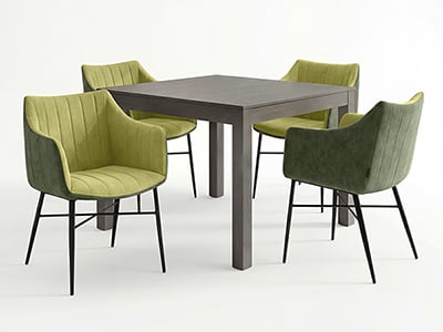 Dorian Dining Table with 4 Bixby Chairs